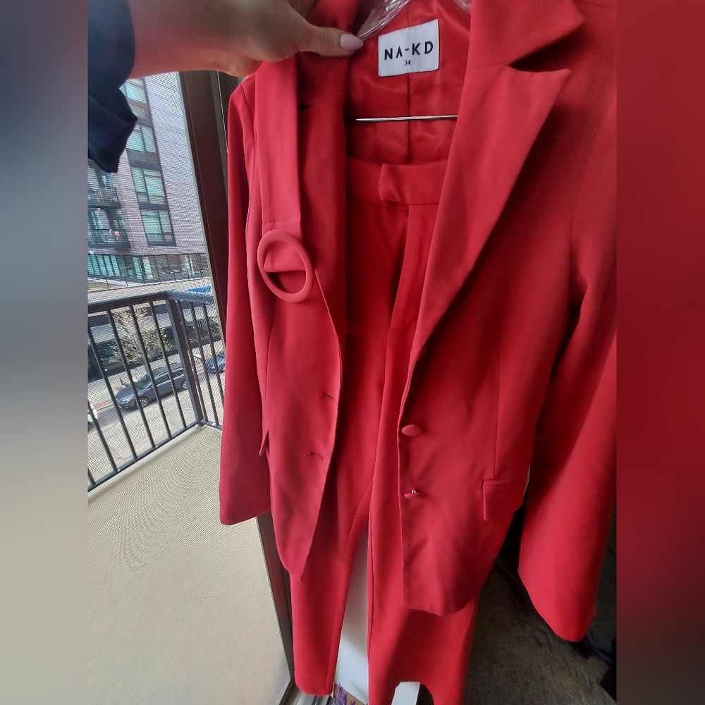 Red pantsuit